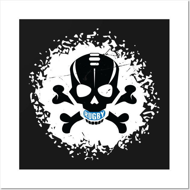 Rugby Fan Skull Splatter Wall Art by atomguy